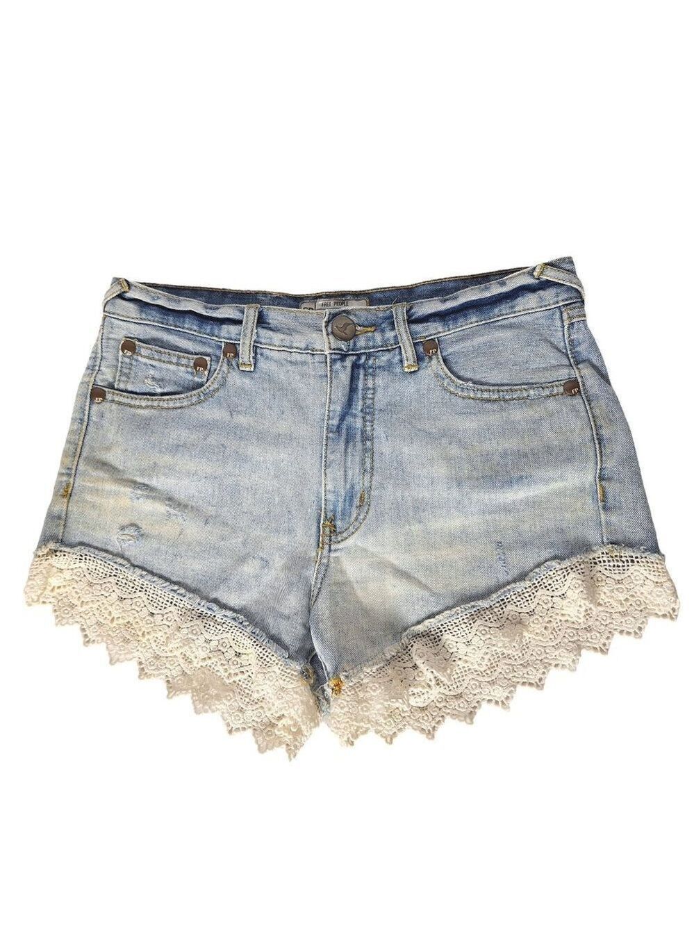 Free People Good Vibes Blue Jean Booty Shorts 25